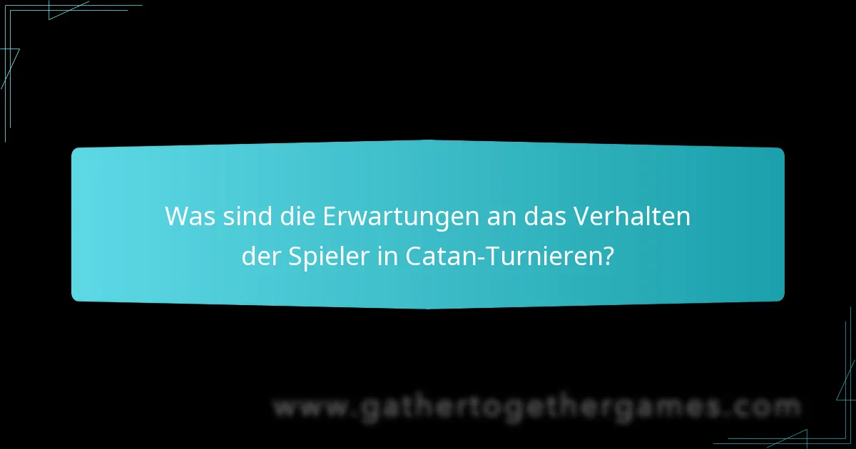 Was sind die Erwartungen an das Verhalten der Spieler in Catan-Turnieren?